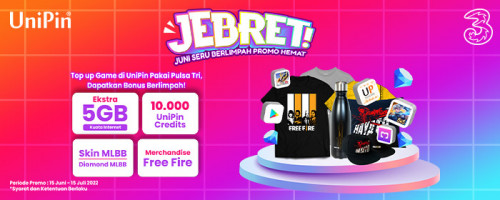 JEBRET!! Juni Seru Berlimpah Promo Hemat dari Tri dan UniPin!